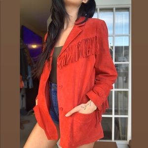 Vintage western leather fringe jacket